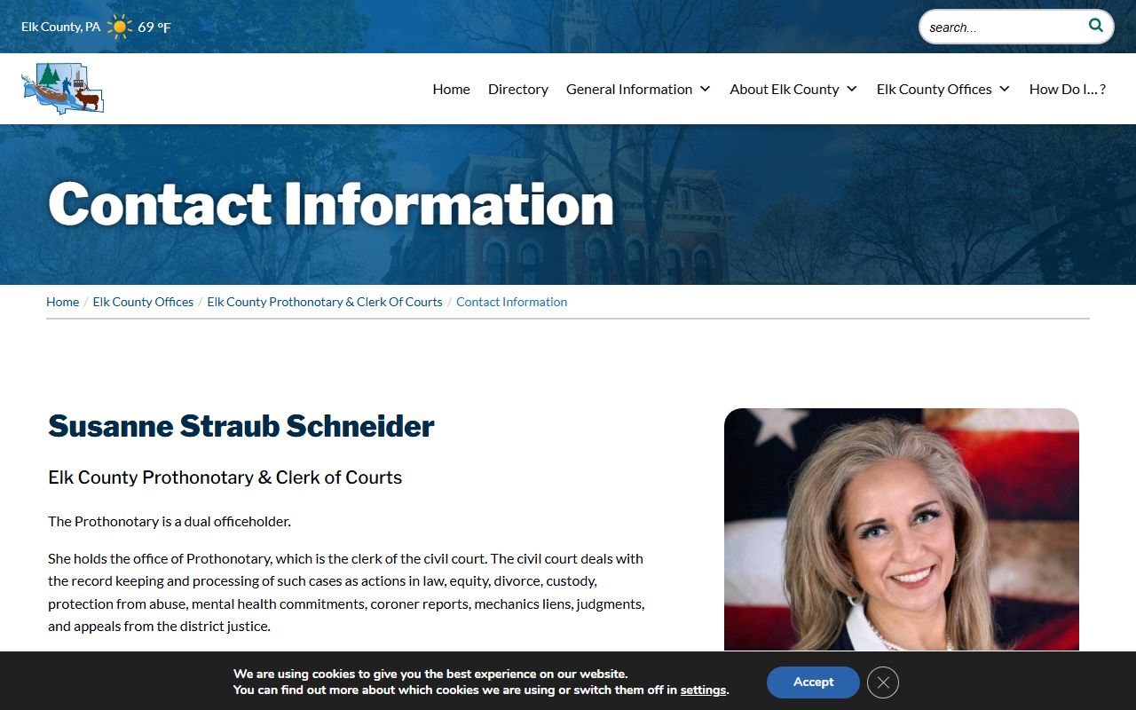 Elk County Prothonotary and Clerk of Courts contact records