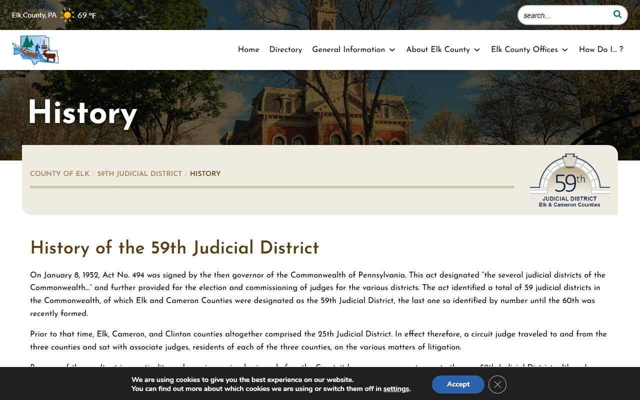 Elk County Court of Common Pleas 59th Judicial District history