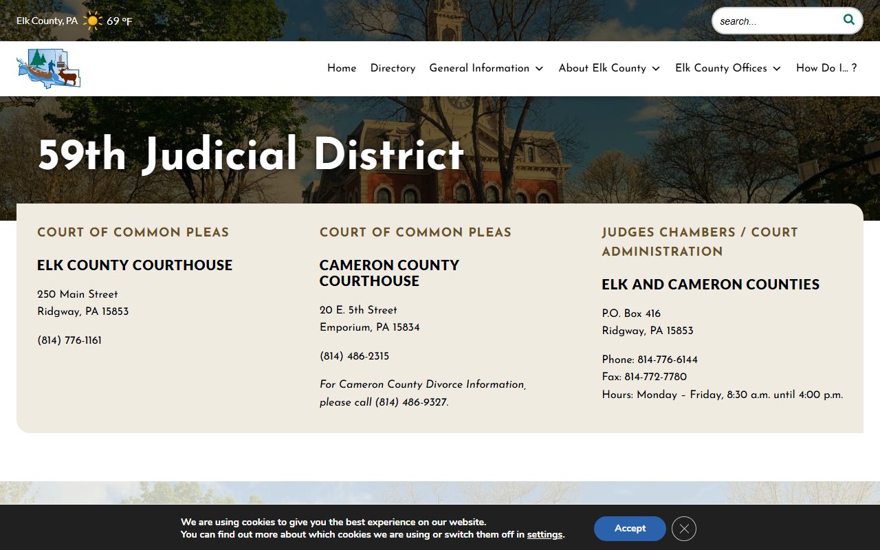 Elk County Court records 59th Judicial District page