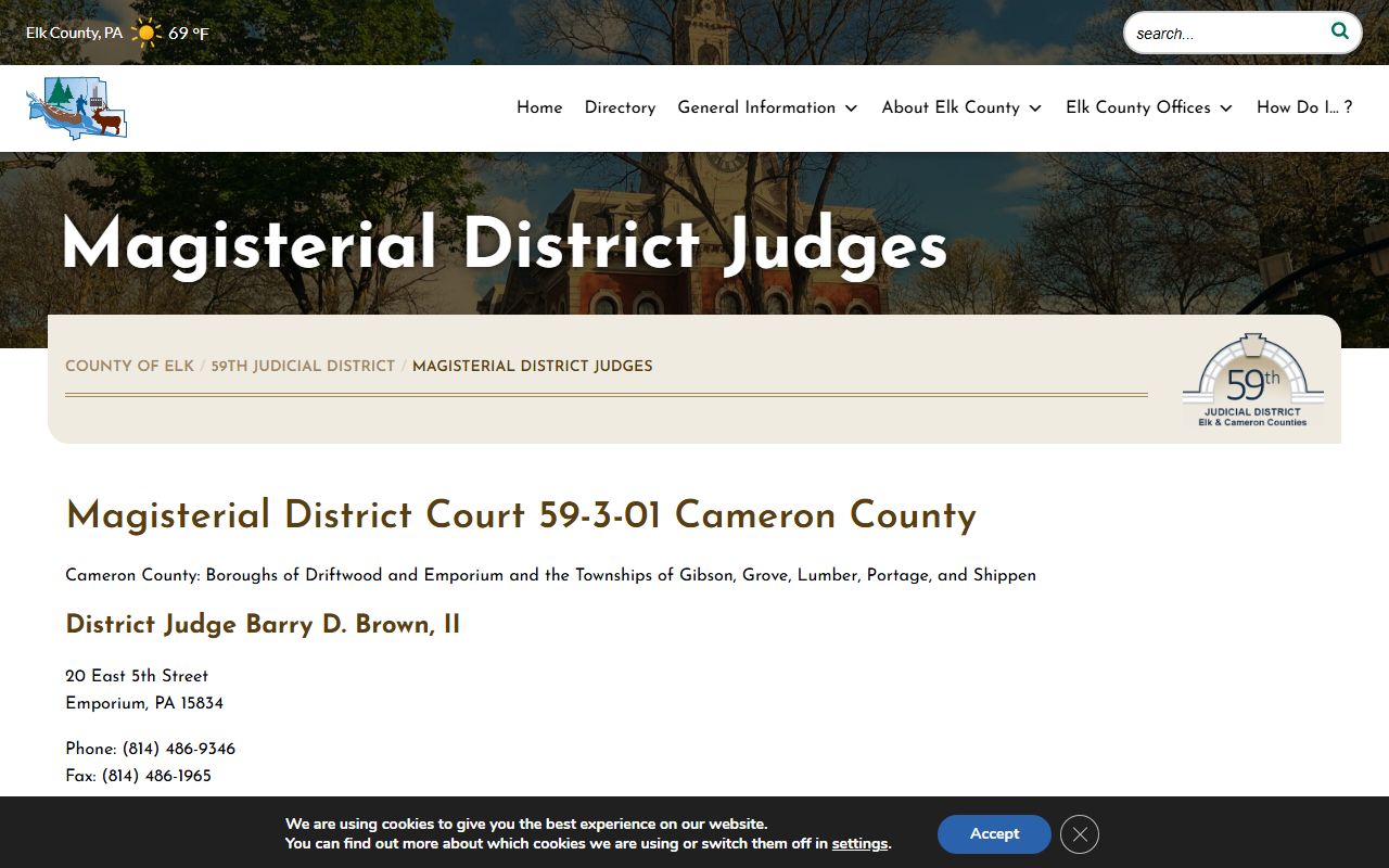 Elk County Magisterial District Court records offices