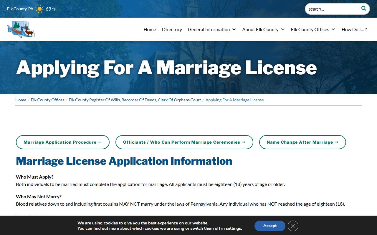 Elk County marriage records marriage license application guidance
