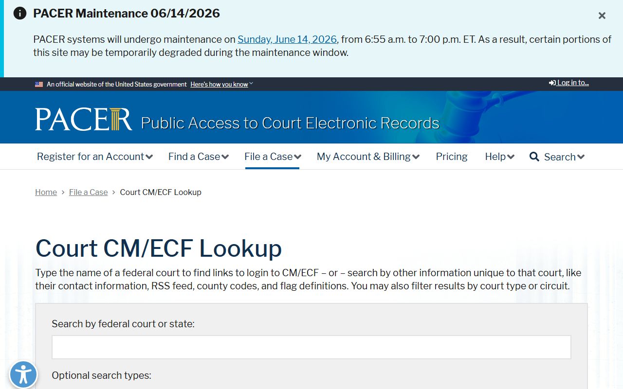 Elk County traffic court records PACER federal court lookup